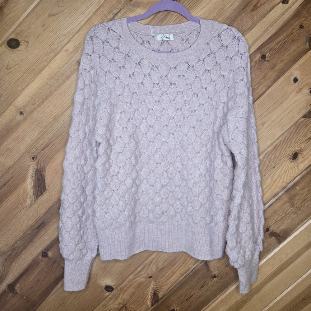 Elan Blush Pink‎ Scallop Design Sweater Medium Soft